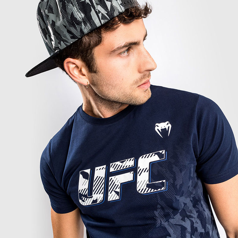 T-SHIRT MANCHES COURTES EN COTON HOMME UFC VENUM AUTHENTIC FIGHT WEEK - BLEU MARINE