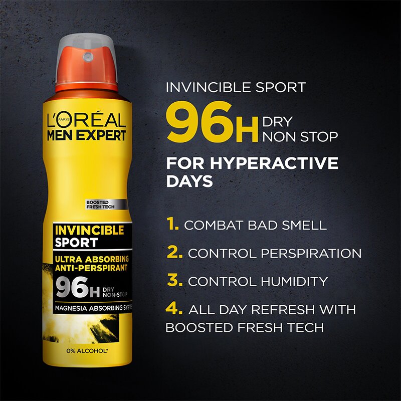 L'ORÉAL PARIS MEN EXPERT - DÉODORANT SPRAY INVINCIBLE SPORT 96H - 250ML