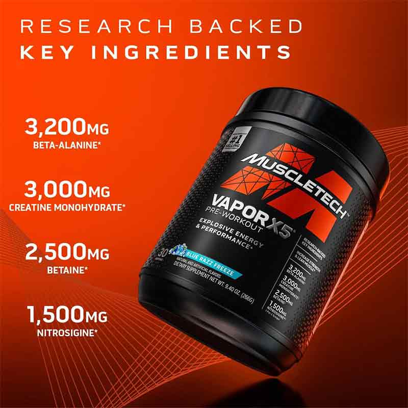 MUSCLETECH VAPOR X5 PRE WORKOUT 30 SERVINGS 