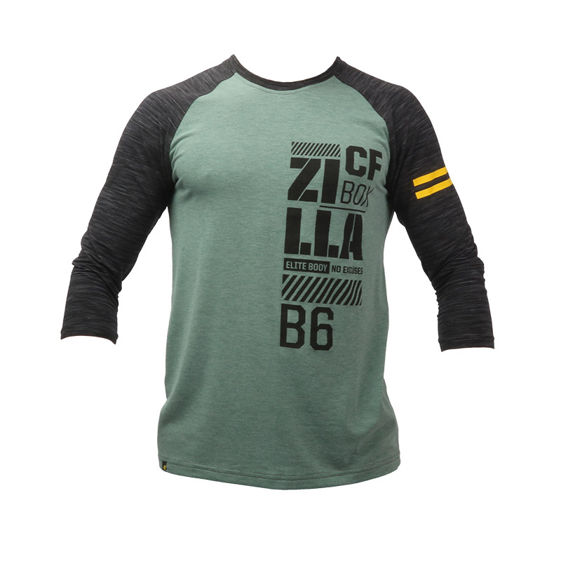 [ZTQSTS-0640-GB-S] Zilla USA CF BOX 3/4 SLEEVE SHIRT GREEN BLACK (S)