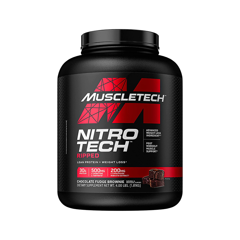 MUSCLETECH NITROTECH RIPPED - 4LBS PROTEINE WHEY ISOLATE POUR PERTE DE POIDS
 (Chocolate Fudge Brownie)