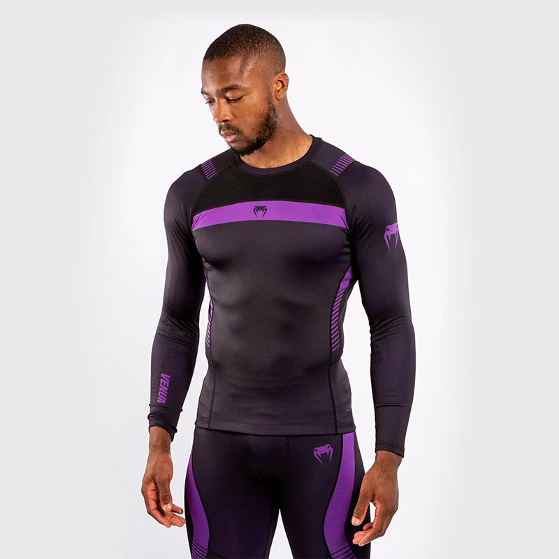 Maillot de Compression à Manches Longues pour Homme - Dragon Imprimé -  Sport Fitness - Violet