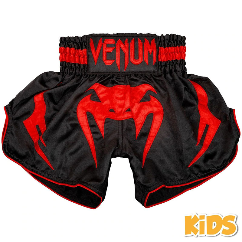 [VENUM-03567-100-14] VENUM BANGKOK INFERNO KIDS MUAY THAI SHORTS - BLACK/RED (14 ans)