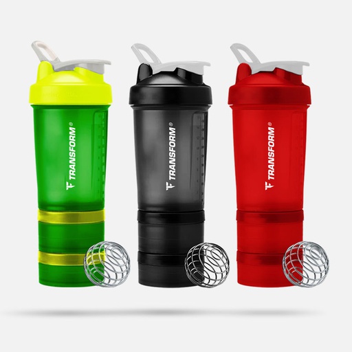 Transform PRO Shaker Protein Bottle with Pill Organizer and Storage for Protein Powder 500ML
